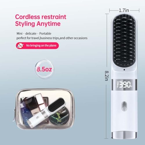 Cordless USB-C Hair Straightener Brush FastHeat(White) - Image 6