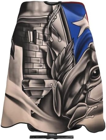 Puerto Rico Frog Barber Cape, Puerto Rican Flag Hair Salon Haircut Gown, Hair Cutting Apron with Adjustable Closure, Professional Salon Cutting Barber Skirt for Barbershop by AXWXHSO