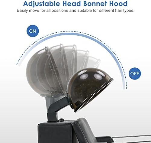 BarberPub 1350W Hooded Bonnet Hair Dryer Chair for Salon 2700 (Black) - Image 2