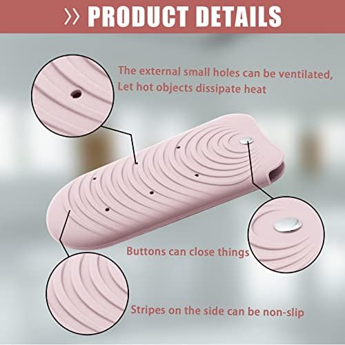 Heat Insulating Silicone Mat Pouch for Hair Styling Tools, Curling & Flat Irons Anti-Slip Travel Cover, Small Portable Straightener Pad for Curler Wands Storage, Hot Waver (Pink) - Image 3