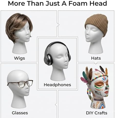 Female Styrofoam Mannequin Head Model - Wig/Hat Display Stand - Art Work Painting Novelty - Foam White by LIAMTU - Image 3