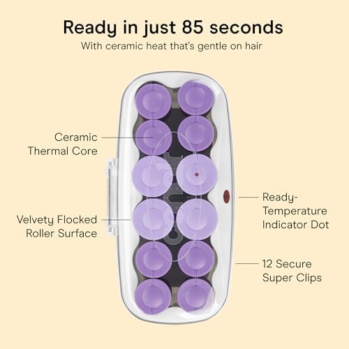 Conair Ceramic Hot Rollers, 1 3/4" & 1 1/2" Rollers, Lavender, 12 Count - Image 4
