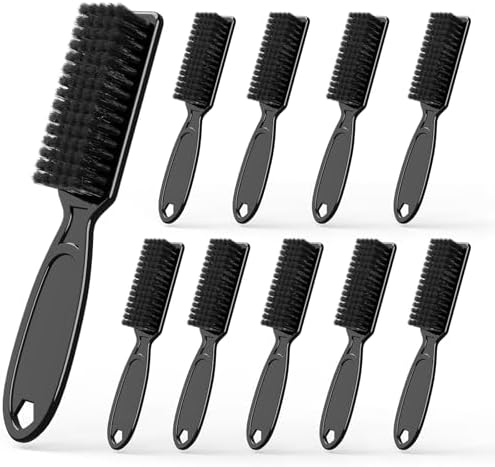 SQULIGT 10 Pcs Barber Clipper Cleaning Brush, Barber Accessories Supplies, Blade Trimmer Cleaning Mini Brush Bulk Set Duster Manicure Nylon Brush Hair Styling Tool (Black) by SQULIGT