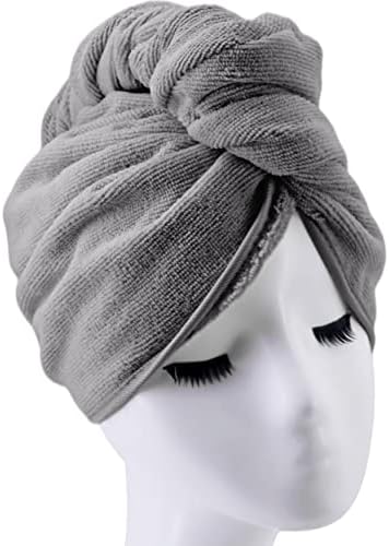 POLYTE Microfiber Hair Turban Wrap Drying Towel (12x28 Large, 2 Dark Gray) - Image 2