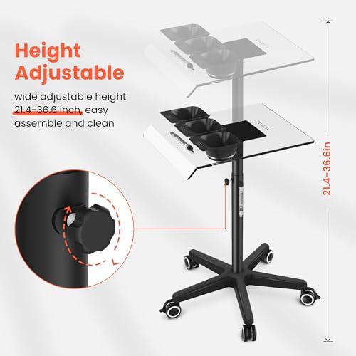 TASALON Adjustable Wheeled Salon Hair Color Station Cart - Image 2