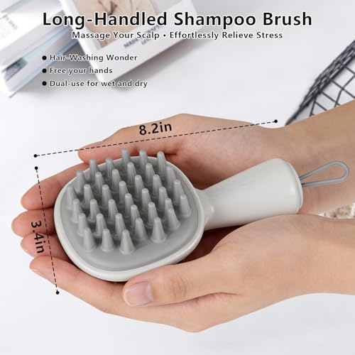 Scalp Massager with Long Handle Hair Growth, Soft Silicone Scalp Scrubber Shampoo Brush for Exfoliation, Dandruff Removal & Head Massage Stress Relax, Wet & Dry Use for Thick, Thin Hair Care - Image 2