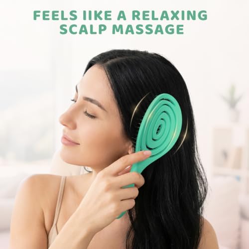 SHINLEA Hair Brush, Detangle Anti Tangle Brush, Spiral Hairbrush for Wet & Dry Hair, Women, Men, Kids, Glide Through Tangles For All Hair Types, Green - Image 4