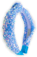FROG SAC Sequin Knot Headband for Girls, Blue Knotted Hair Bands Accessories for Kids, Sparkly Iridescent Little Girl Headbands, Cute Fashion Hairbands for Tweens Stocking Stuffers for Children by FROGSAC