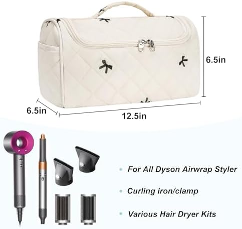 Quilted Hair Tools Travel Bag, Cute Portable Organizer Case with Hanging Hook, Compatible with Dyson Airwrap Styler,Hair Curler Accessories - Image 2