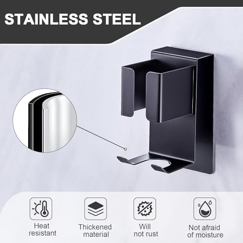Hair Straightener Holder Wall Mounted Blow Dryer Holder, Blow Dryer and Curling Iron Holder, Hair Dryer and Straightener Holder, Bathroom Hair Tools Organizer and Storage (Black, 1Pc) - Image 2