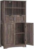 Iwell Tall Storage Cabinet with 2 Drawers & Adjustable Shelf, Bathroom Cabinet with Doors, Kitchen Pantry Storage Cabinets, Cupboard for Living Room, Dining Room, Entryway, Rustic Gray by IWELL