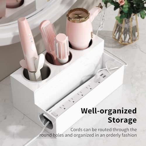 NIUBEE Acrylic Hair Tool Organizer,Hair Dryer Holder Countertop with 3 Cups - Image 4