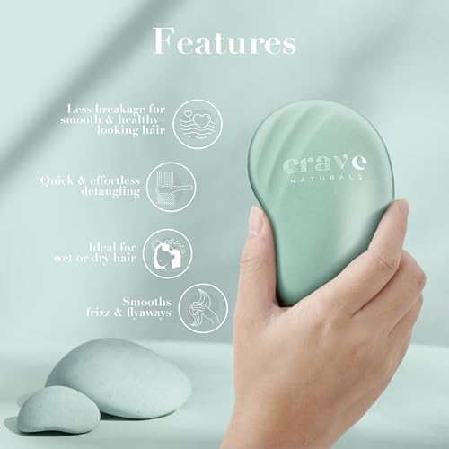 Crave Naturals Mini Detangler Hair Brush Turquoise – Glide Thru Hair Detangler Brush for Women, Kids & Toddlers – Gentle Scalp Care, No-Pain Tangle-Free Hairbrush for All Hair Types, Travel Hair Brush - Image 6