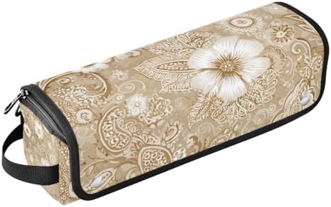 Hair Tools Travel Bag with Heat Resistant Mat 2-in-1 Hot Tools Travel Bag Organizer Flat Curling Iron Travel Case for Straightener Retro Beige Paisley by WelcometoElliTarr