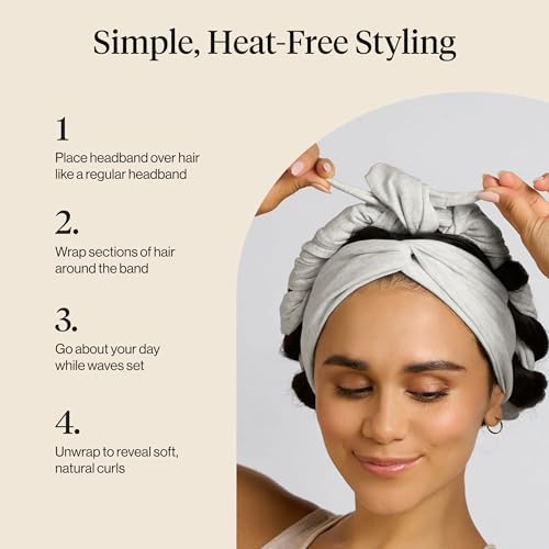 Kitsch Set & Flow Active Heatless Curling Headband For Women - Gray, 1pc - Image 6