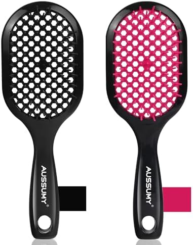 Vented Detangling Hair Brush - 2 Pack Detangler Hairbrush for Effortless Tangle Removal - Ultra-Soft Bristles -For Natural Curly Straight Wet Dry Damaged Hair for Women Men Kids by Aussumy