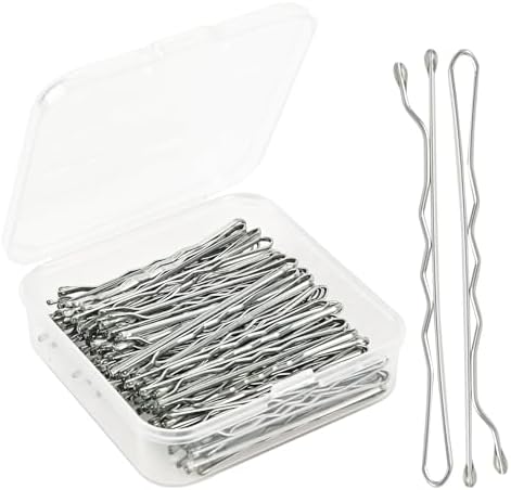 2 Inch Silver Grey Hair Bobby Pins Metal Clips Twisted Spiral Curved Ball Tips Non-slip Decorative Long Short Women Girls Nickel Free Hairdressing Wedding Accessories with Case 100 PCS by Pagabach