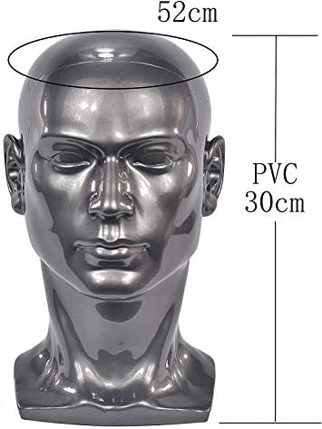 Ba Sha PVC Mannequin Head Black Male Manikin Dummy Stand Model Display Hat Scarf Wigs Hair Glasses Hat Beauty Styling Tool with Mount Hole L30HH - Image 2