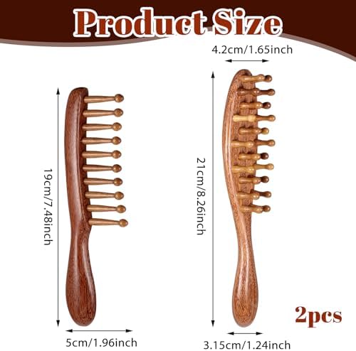 2PCS Loc Comb for Sisterlocks, Comfortable Massage Comb, Wooden Scalp Massager Combs for Dreadlocks, Scraping Massage Tools Wide Tooth Combs for Scalp Care and Hair Styling - Image 2