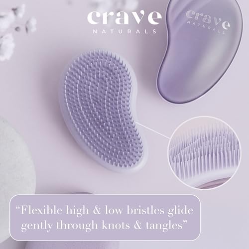 Crave Naturals Mini Detangler Hair Brush Purple – Glide Thru Hair Detangler Brush for Women, Kids & Toddlers – Gentle Scalp Care, No-Pain Tangle-Free Hairbrush for All Hair Types, Travel Hair Brush - Image 5