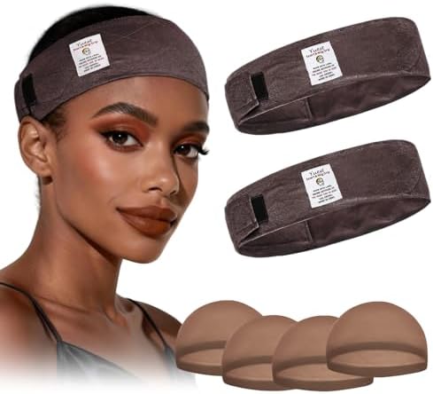 2 Pack Velvet Wig Grip Band with 4 Caps, Adjustable No Slip Headband for Keeping Hair in Place, Soft Breathable Hook and Loop Strap for Beginners - Image 5