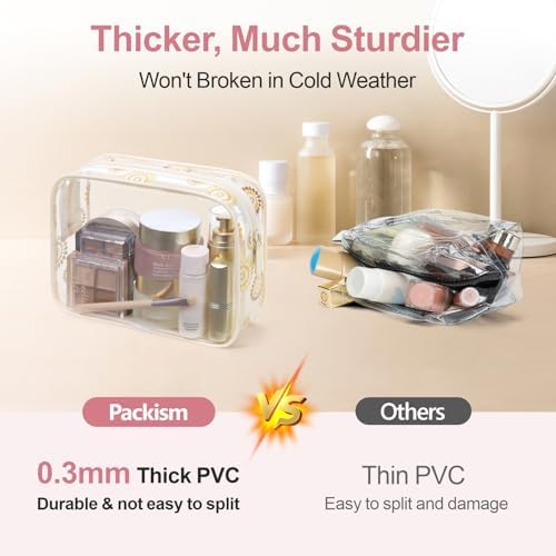 PACKISM TSA Approved Toiletry Bag - Beige Bohemian Print Clear Makeup Bag - Image 6