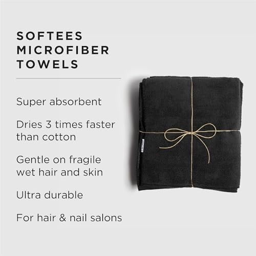 Fromm Softees Microfiber Salon Hair Towels, Fast-Drying, 10-Pack, Black - Image 2