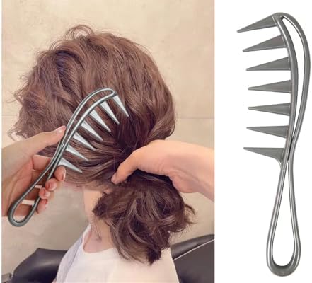 2Pcs Wide Tooth Comb for Wet Curly Wavy Thick Long Hair - Premium Plastic Grip for Wigs, Barber Salon - Large Shark Teeth Anti-Static Hair Combs for Men Women (Black, Grey) - Image 5