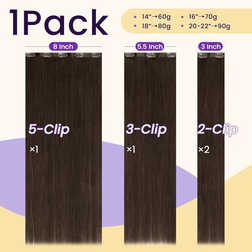 LaaVoo 18 Inch Invisible Hair Extension Clips Silky Straight Full Volume - Image 4