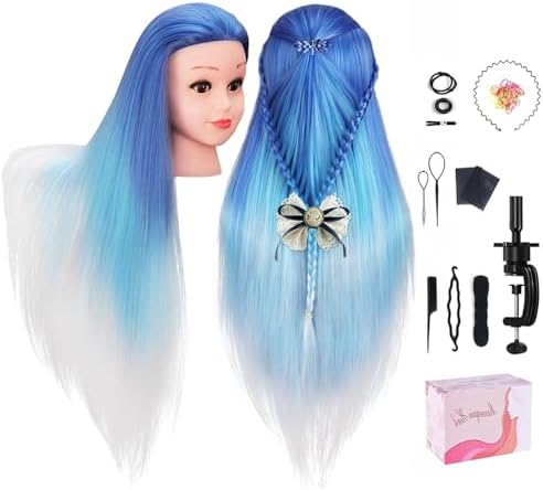 Mannequin Head with Hair, TopDirect 29" Hair Mannequin Manikin Head Synthetic Hair Doll Practice Cosmetology Styling Hairdressing Training Braiding Heads with Clamp Holder and Tools by TopDirect