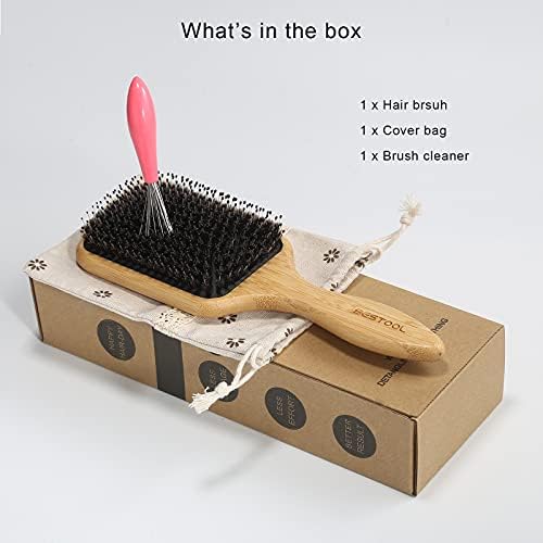 BESTOOL Hair Brush, Boar & Nylon Bristle Brush for All (Women, Men, Kids) Wet/Dry Hair, Massaging Detangling, Enhance Shine & Health (Square, Black) - Image 6