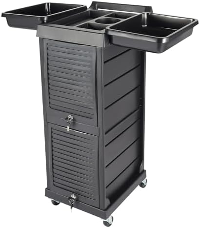 7-Tier Salon Rolling Trolley Cart with Drawers & Tool Holder, Lockable Beauty Barber Organizer Mobile Storage Station on Wheels for Hair Stylist Hairdressing SPA Tattoo, Side Retractable - Image 2