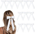 12PCS White Hair Bows, Large Ribbon Bow Hair Clips for Girls Women Cute Ponytail Holder Accessories for Toddlers Kids Teens by AILEAM