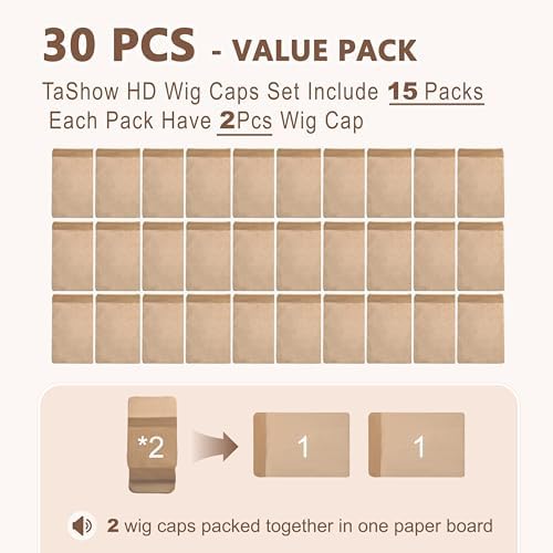 TaShow 30 Pcs Wig Caps for Women, Transparent Lace Front Stocking Caps - Image 6