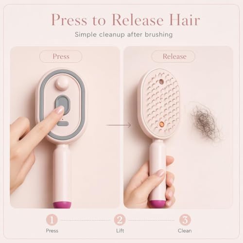 2026 Upgraded Electric Spray air Cushion Massage Comb, Anti-Static & Detangling,Retractable Massage Steam Brush for Frizzy Hair & Scalp Care,Women Men (Pink) - Image 7