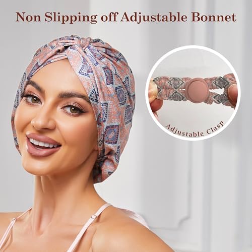 Bohemia Adjustable Silk Bonnet Satin Curly Hair Wrap for Sleeping Women - Image 3