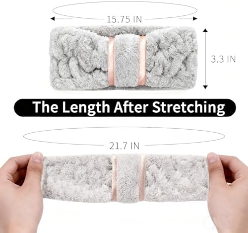4 Pack Microfiber Towel Headbands for Washing Face, Spa & Skincare for Women (Beige, Flesh Pink, Grey, Green) - Image 2