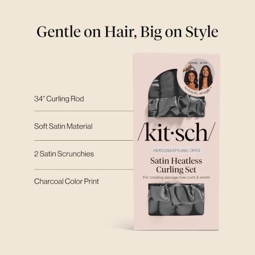 Kitsch Satin Heatless Curls Overnight Set - Charcoal - Image 4