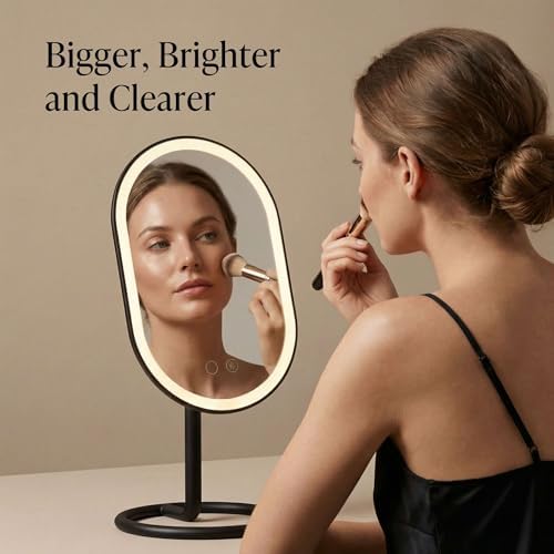 Fancii Vera LED Lighted Vanity Makeup Mirror, Rechargeable - Cordless Illuminated Cosmetic Mirror with 3 Dimmable Light Settings, Dual Magnification (Obsidian) - Image 2