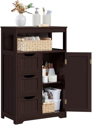 Yaheetech Freestanding Bathroom Storage Cabinet with 3 Drawers, Espresso by Yaheetech