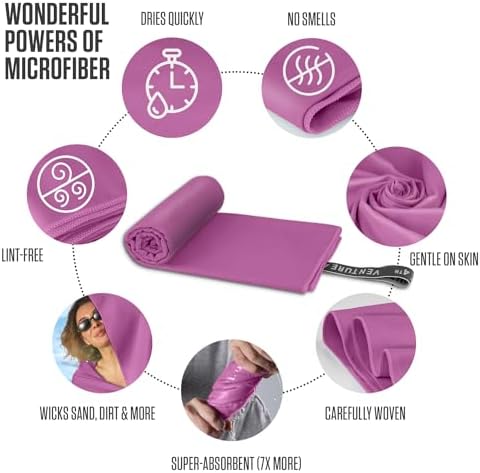 VENTURE 4TH Quick Dry Microfiber Towel for Camping & Gym - Purple XL - Image 6