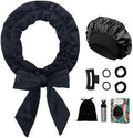 Gwabee No Heat Hair Curlers Overnight Curls Headband - 70" Soft Ribbon Curl Wrap for Long Hair, 9 PCS Curling Rod Set with Bonnet - Black by Gwabee