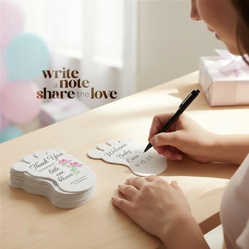 24 Pink Footprint-Shaped Gift Wrap Tags with Wildflower Seeds - Image 4
