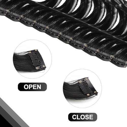 10 PCS Black Curly Wavy Clip-in Synthetic Hair Extensions for Women,17 Inch - Image 4