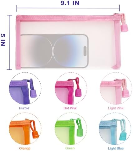 Mesh Pouches(6 Pack), Mesh Bags with Zipper Nylon Makeup Pouches Bag Cosmetic Pouch Travel Purse Organizer Insert Diaper Inside Bag Organizers Home Organizing Size See Through Cute Colors - Image 2