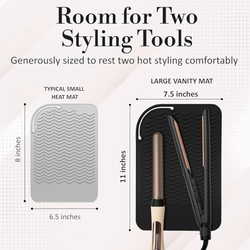 Large Vanity Mat, Heat Resistant Mat for Hair Tools, Vanity Décor, Black - Image 3