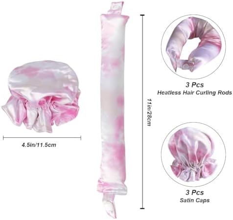 Heatless Curls Overnight Hair Curlers, 6 PCS Satin Flexi Rods Set - Image 2