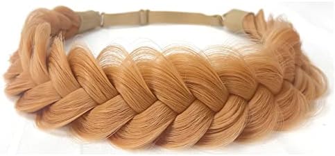 Synthetic Hair Braided Headband Classic Wide Strands Wedding Disorderly Fluffy Braids Wig Band Women Beauty Accessory by TOECWEGR