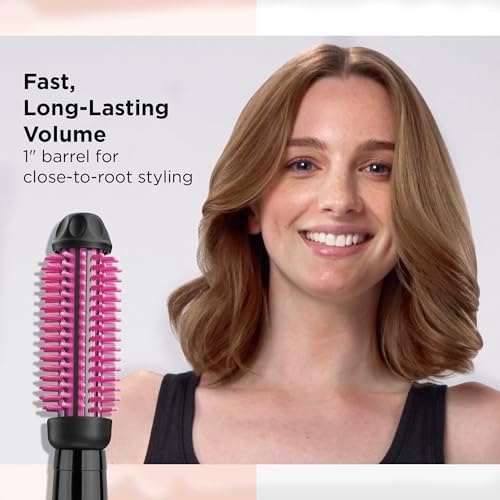 REVLON Silicone Bristle Heated Hair Styling Brush, 1" Barrel, Black/Pink - Image 4