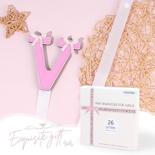 POVETIRE Letter Bow Holder Hair Bow Organizer, Ribbon Hair Clips Storage Hair Bows Hanging Baby Headband Holder Hair Accessories Organizer Display Decors Baby Nursery Toddler Girls Room-V - Image 6